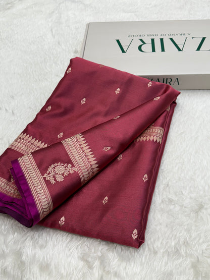 Dusty Peach Booti Mashru Silk Saree