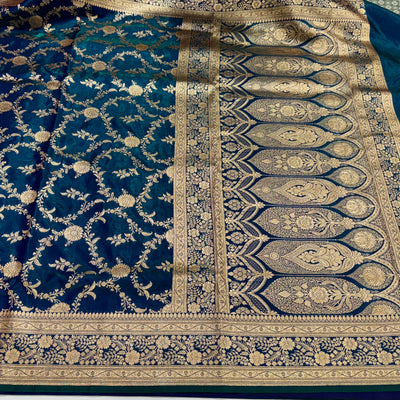 Light Weight PeacockGreen Satin Silk Saree SS14