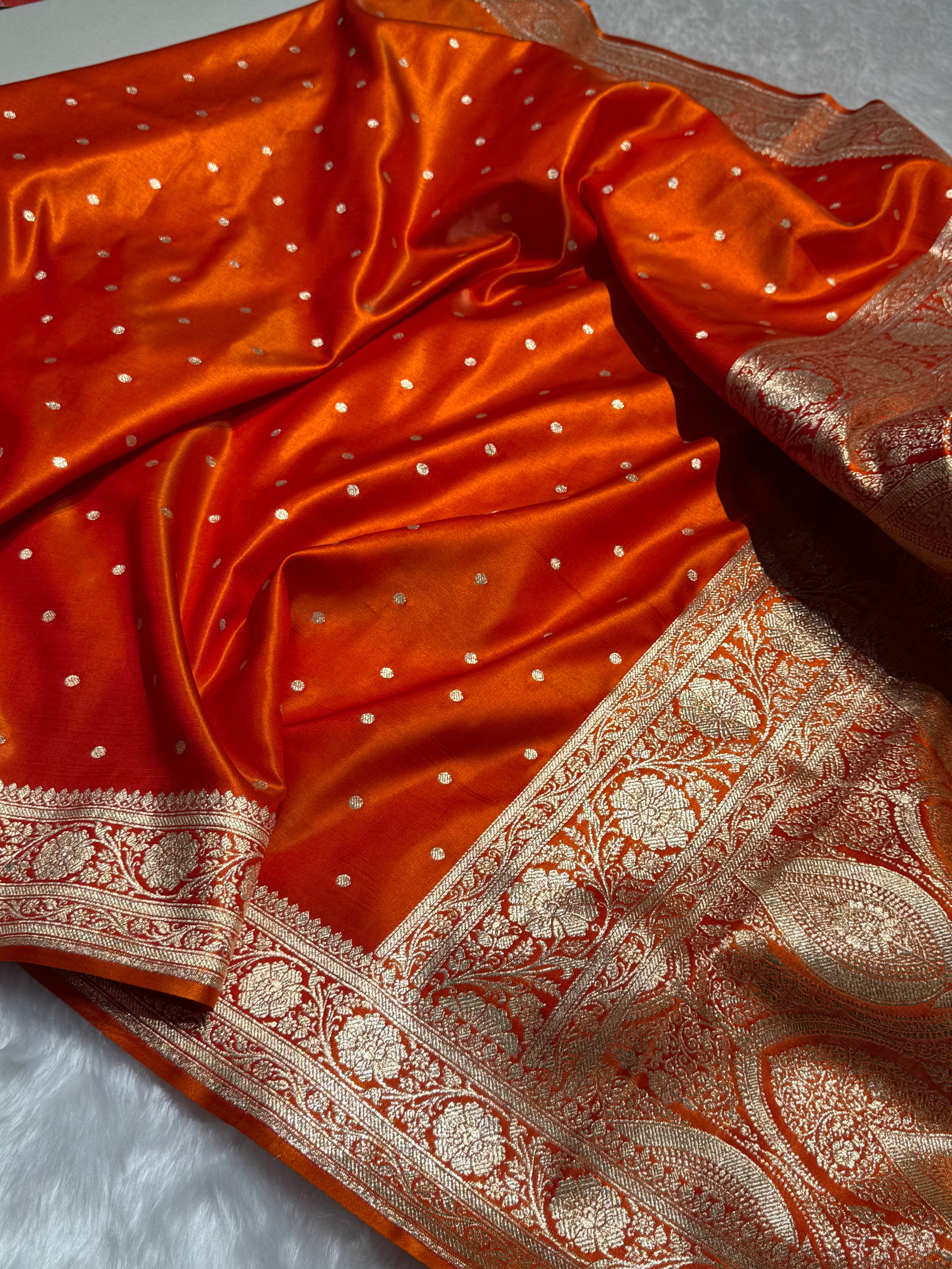 Satin Silk Dot Booti in Orange Shades SS08