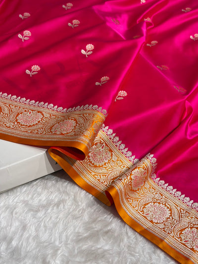 Rani / Mustard Shades Banarasi Booti Pattern Mashru Silk Saree MSM-137