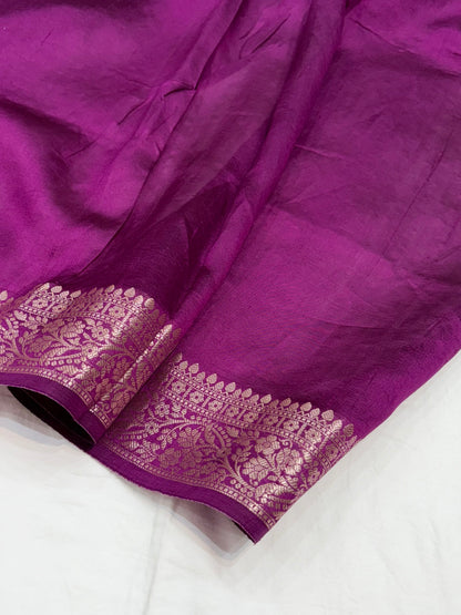 Wine Flower Booti Pure Caramel Silk Saree