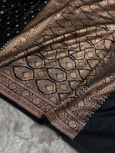 Banarasi Boota Katan Silk Saree In Black Shades SK03