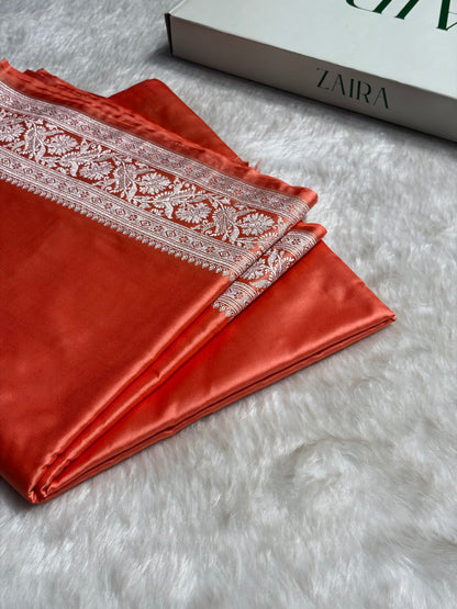 Kesar Plain Mashru Silk Saree MS22