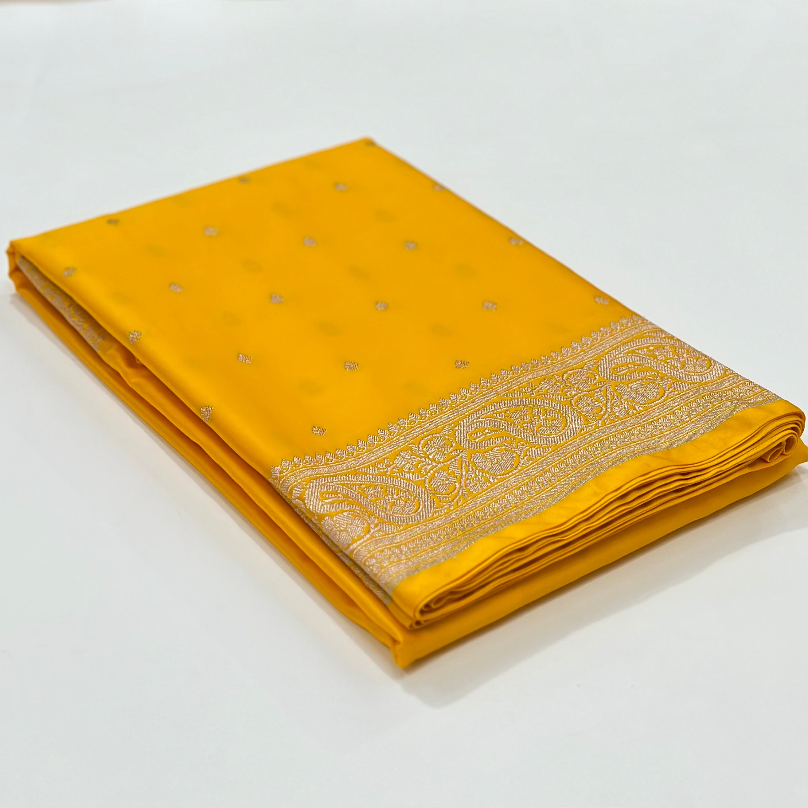 Yellow Mango Shades Mashru Silk Booti