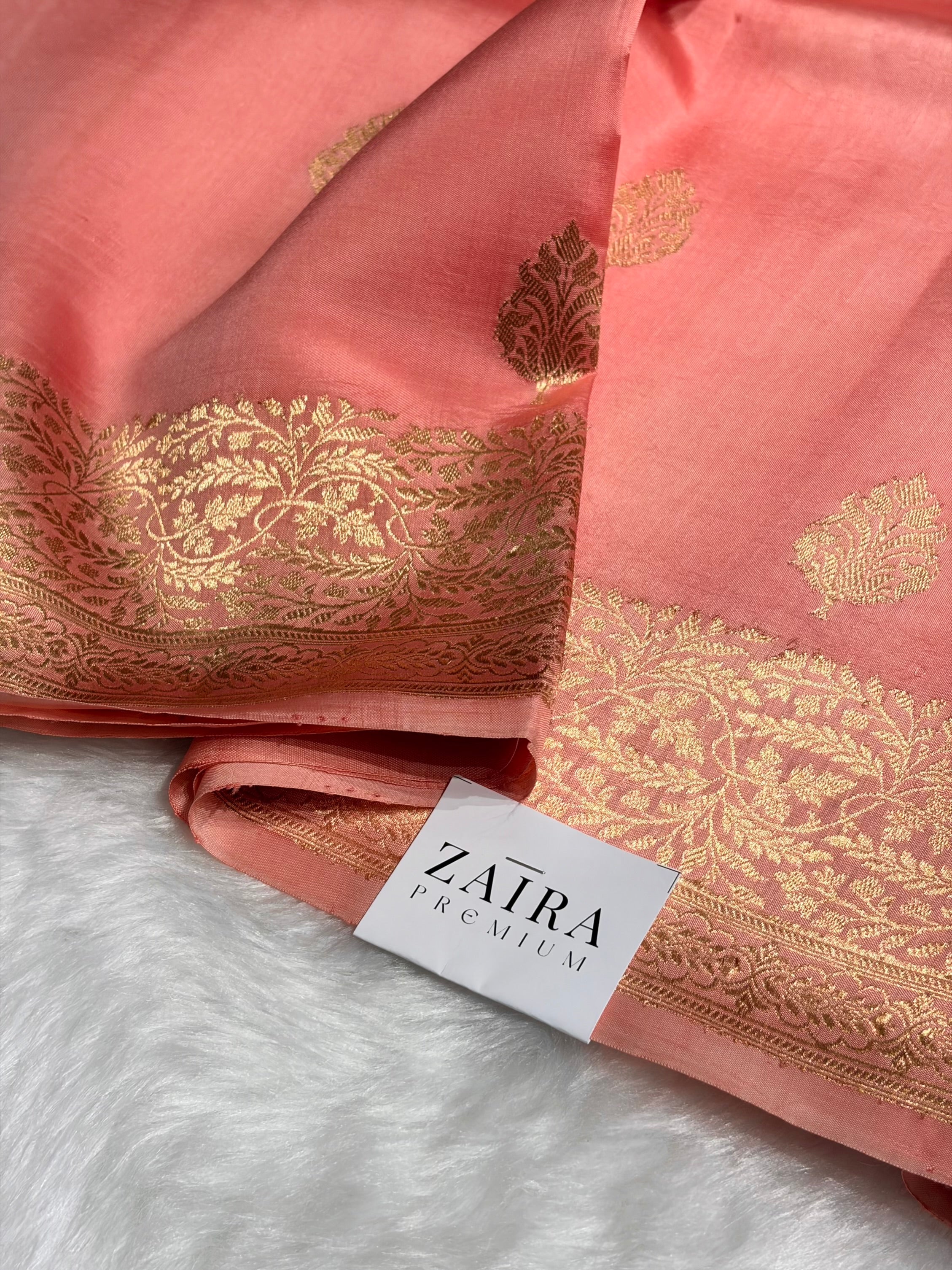 Ombré Peach Shades Meena Boota Handwoven Raw Mango Silk RM-31