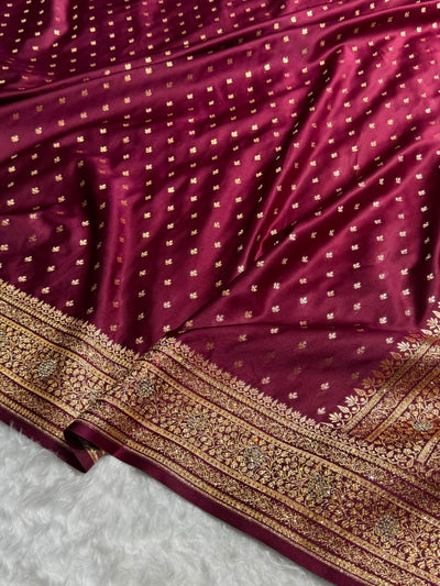 Banarasi Satin Katan Saree With Swarovski Work in Chocolate Shades BSK88
