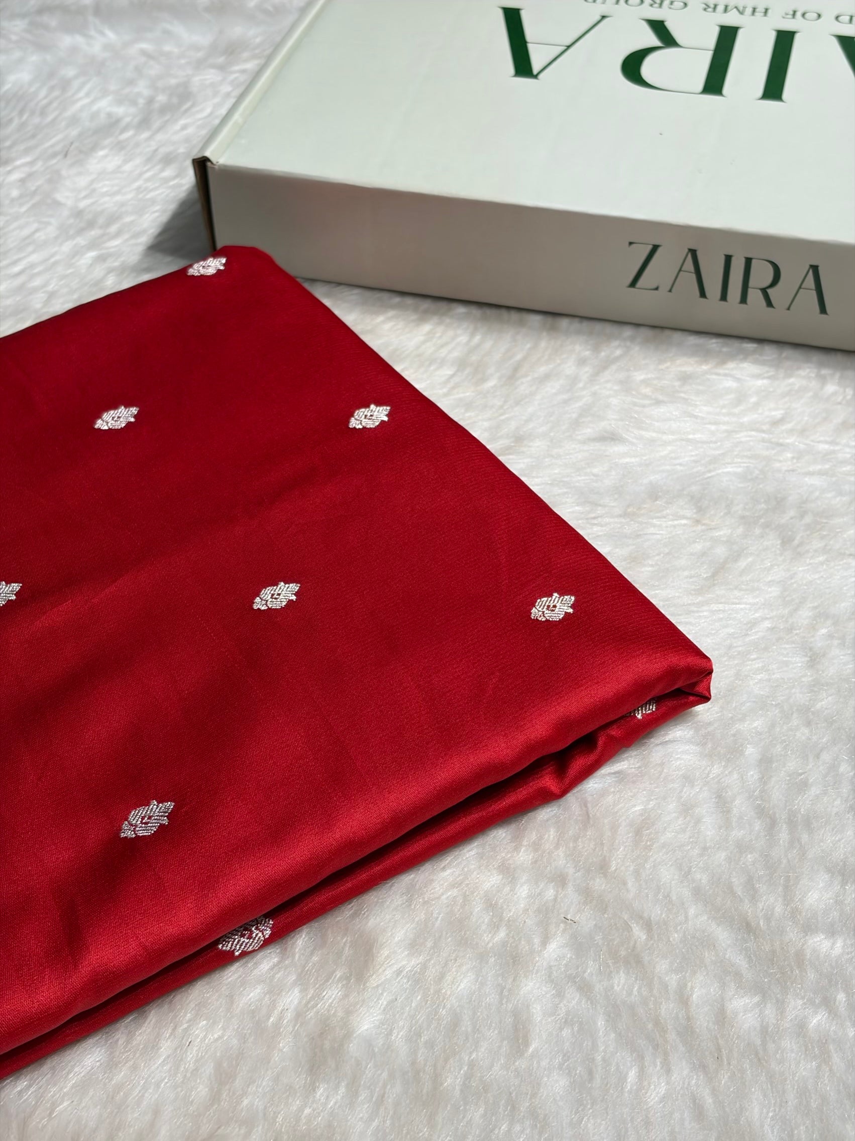 Red Floral Jaal Pattern Mashru Silk Saree MSM-82