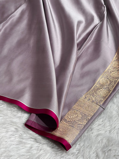 Grape Shades Jaal Pattern Satin Katan Silk Saree SK25