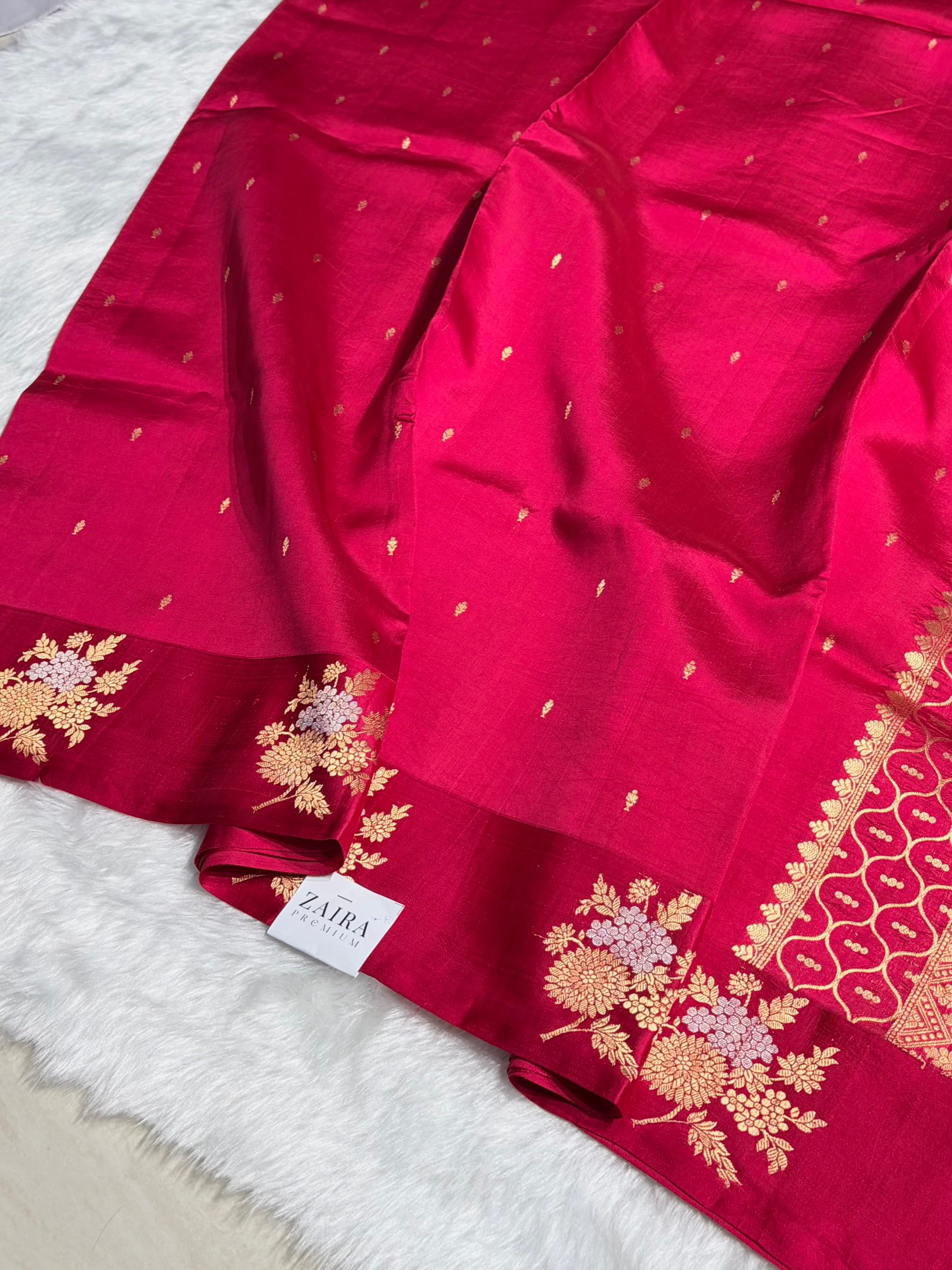 Dark Pink Shades Meena Boota Handwoven Pure Katan Raw Mango Silk RM-03