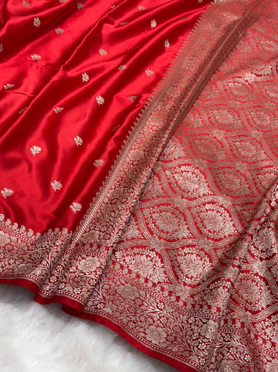 Royal Red Shades floral Booti Mashru Silk Saree MCS40