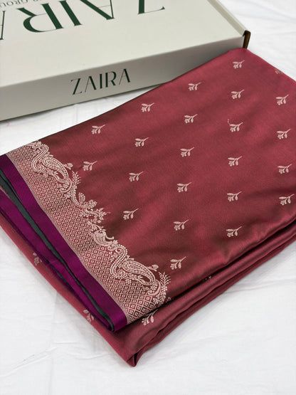 Rusty Mauve Shade With Booti Pattern Mashru Silk Saree