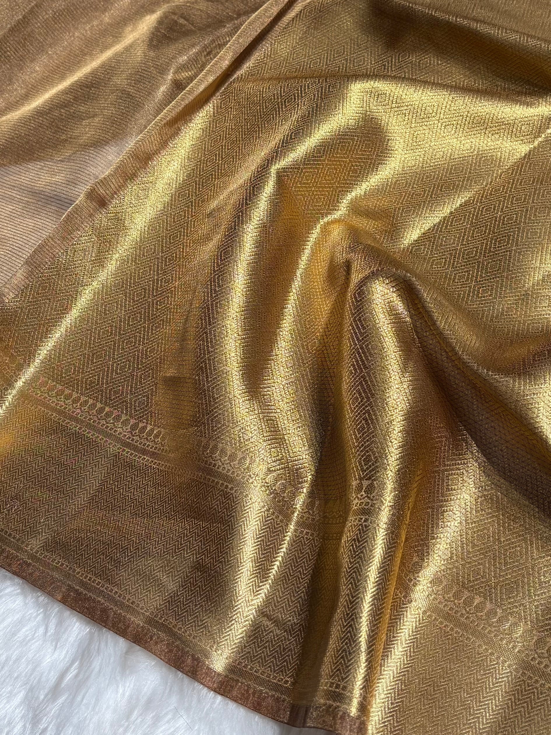 Cheaku Shades Semi Pure Tissue Silk Saree T06