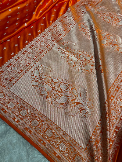 Banarasi Orange Shades Booti Mashru Silk Saree MCS72