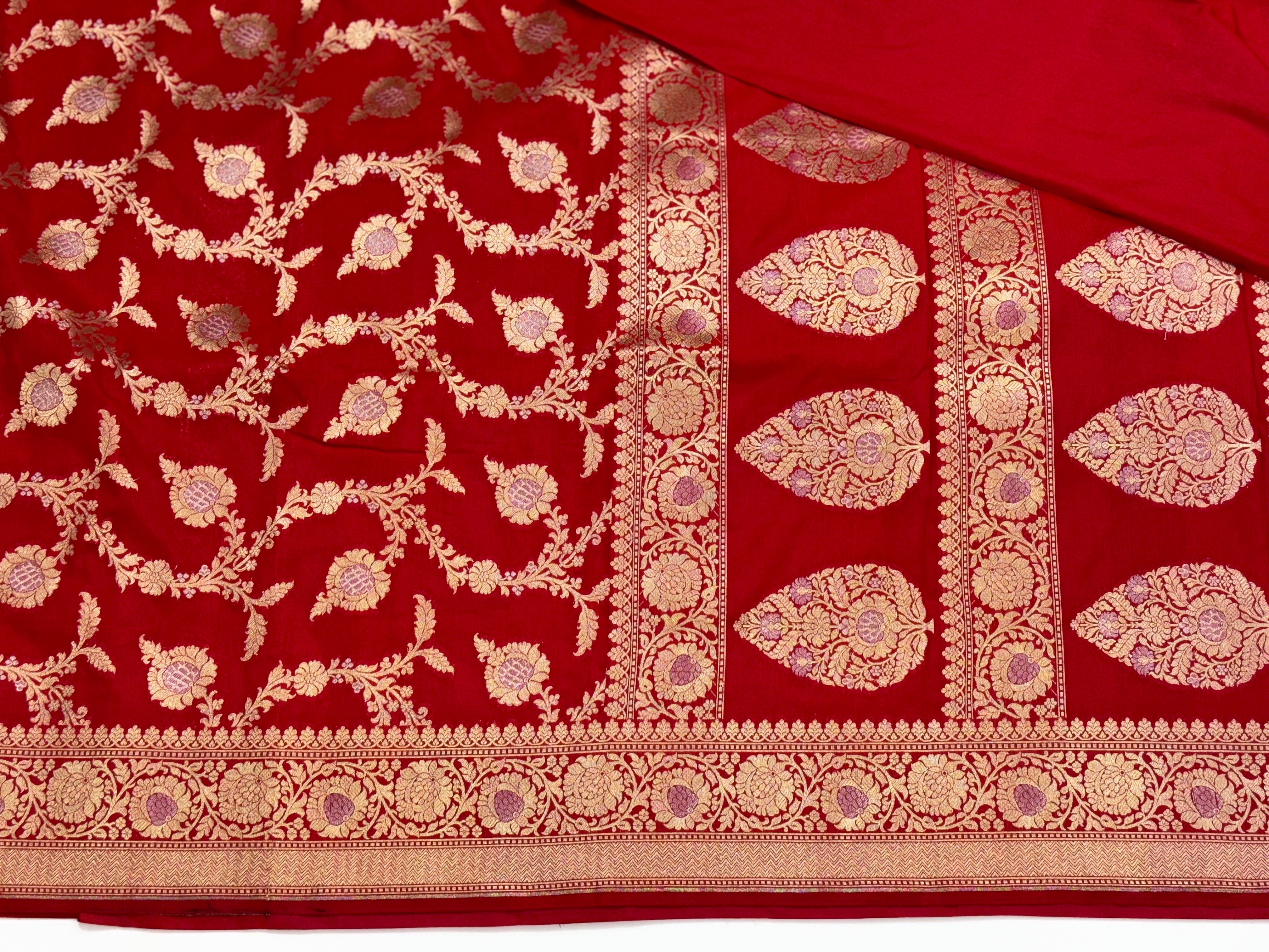 Red Sona Rupa Blended Katan Silk