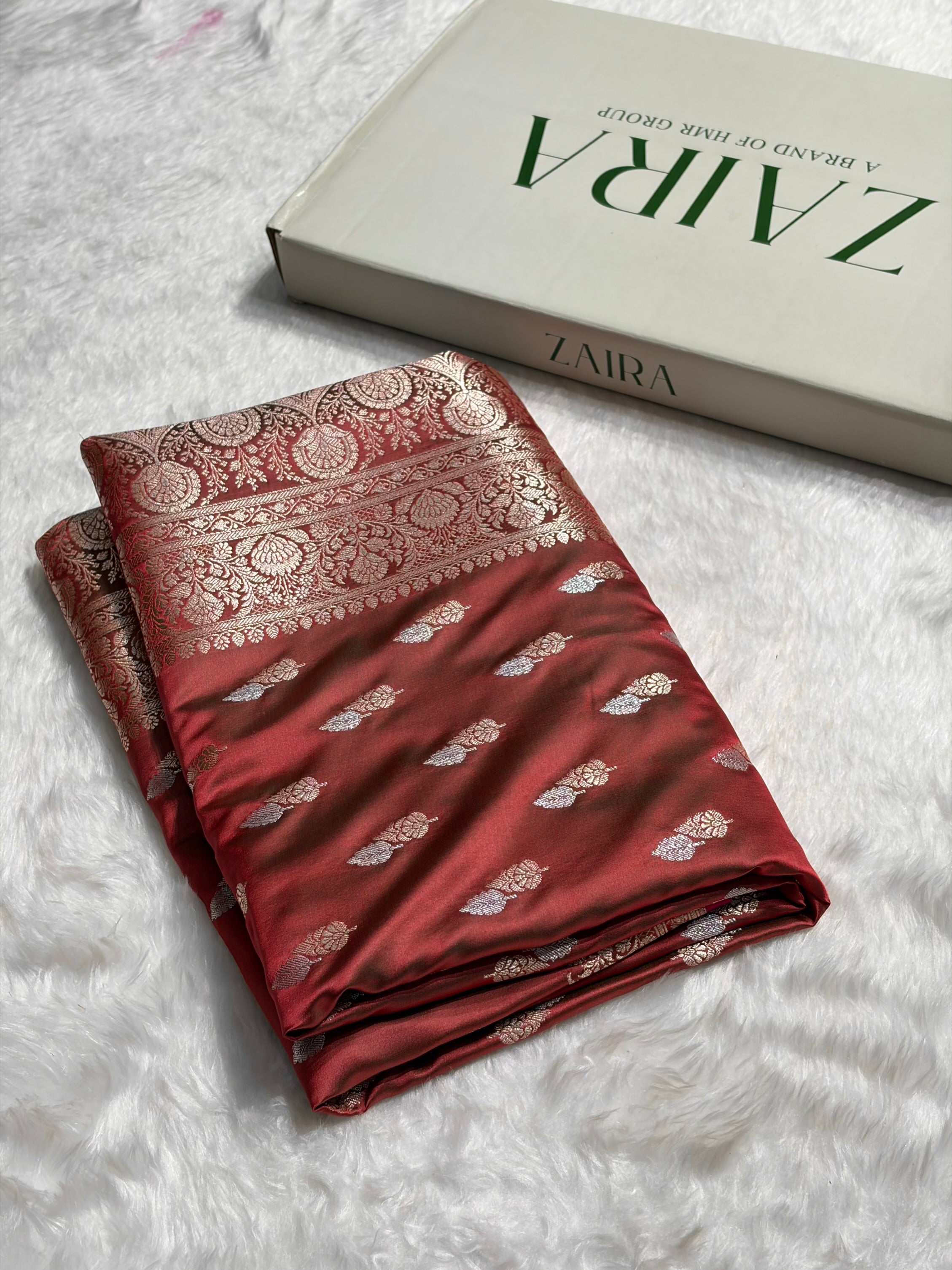 Cross Peach Shades Floral Booti Mashru Silk Saree MSM-69