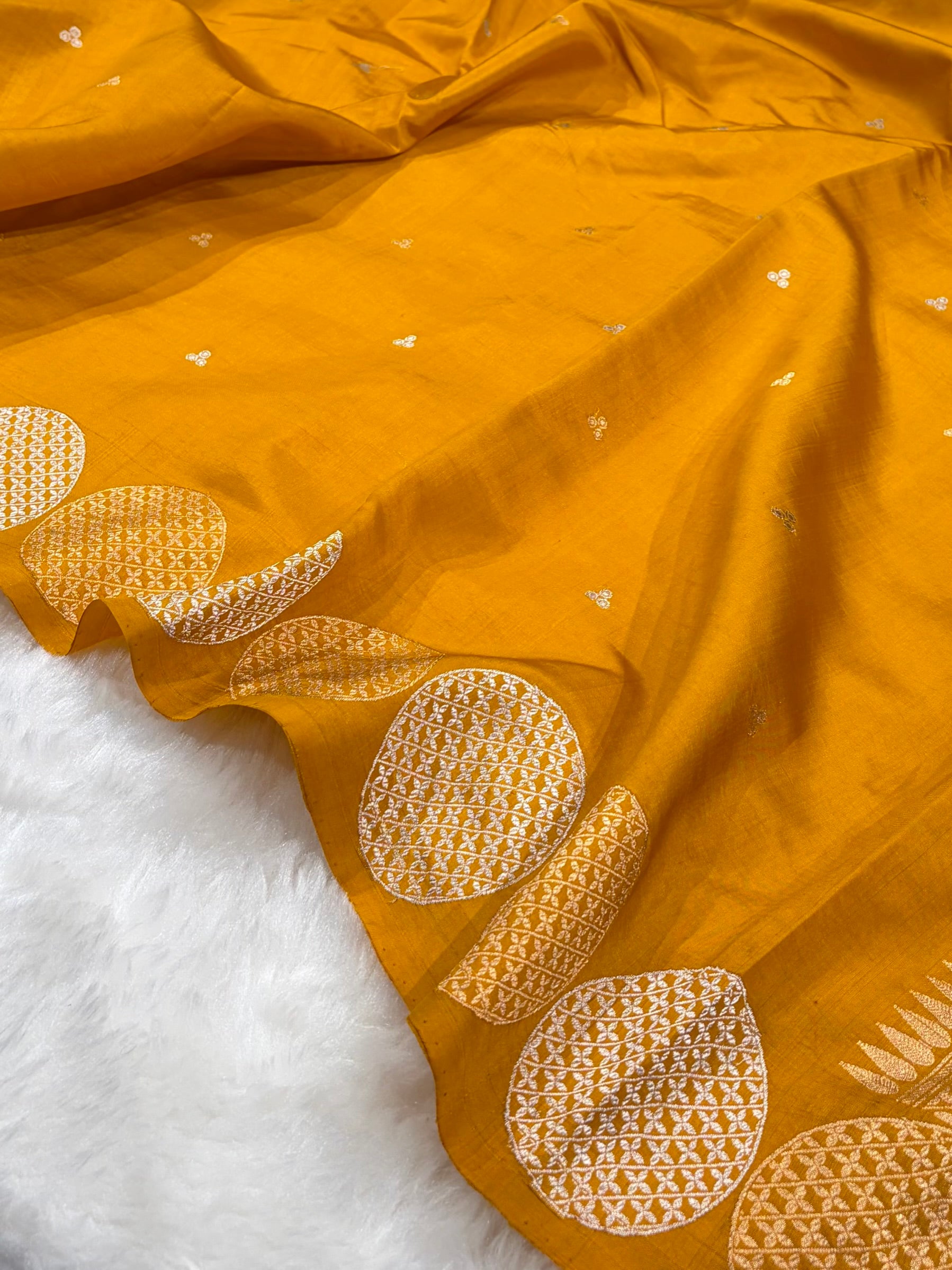 Banarasi Mustard Shades Handwoven Pure Paper Silk Saree RM-87
