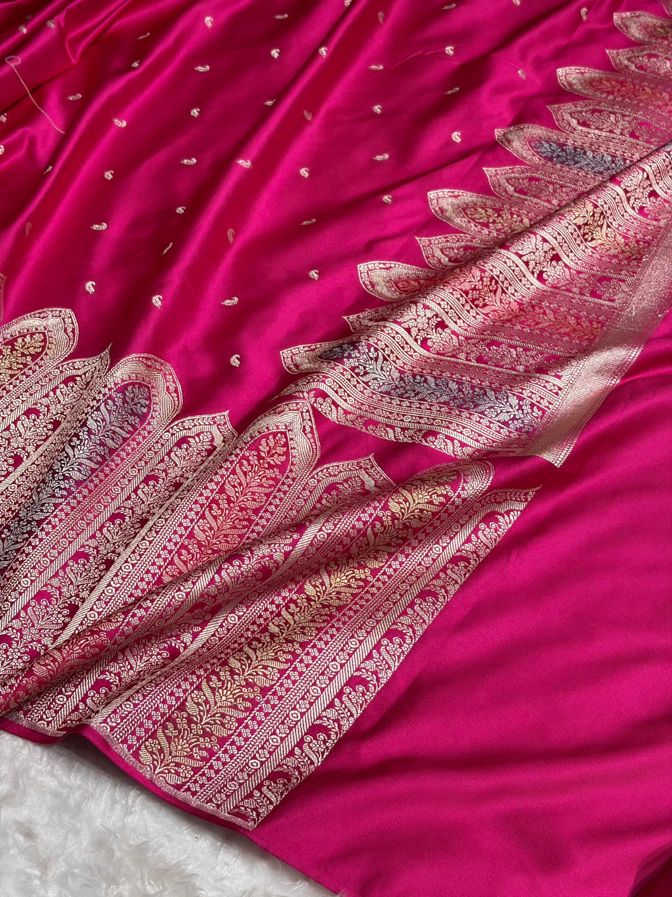 Skirt Border Rani Minakari Mashru Silk Saree MS13