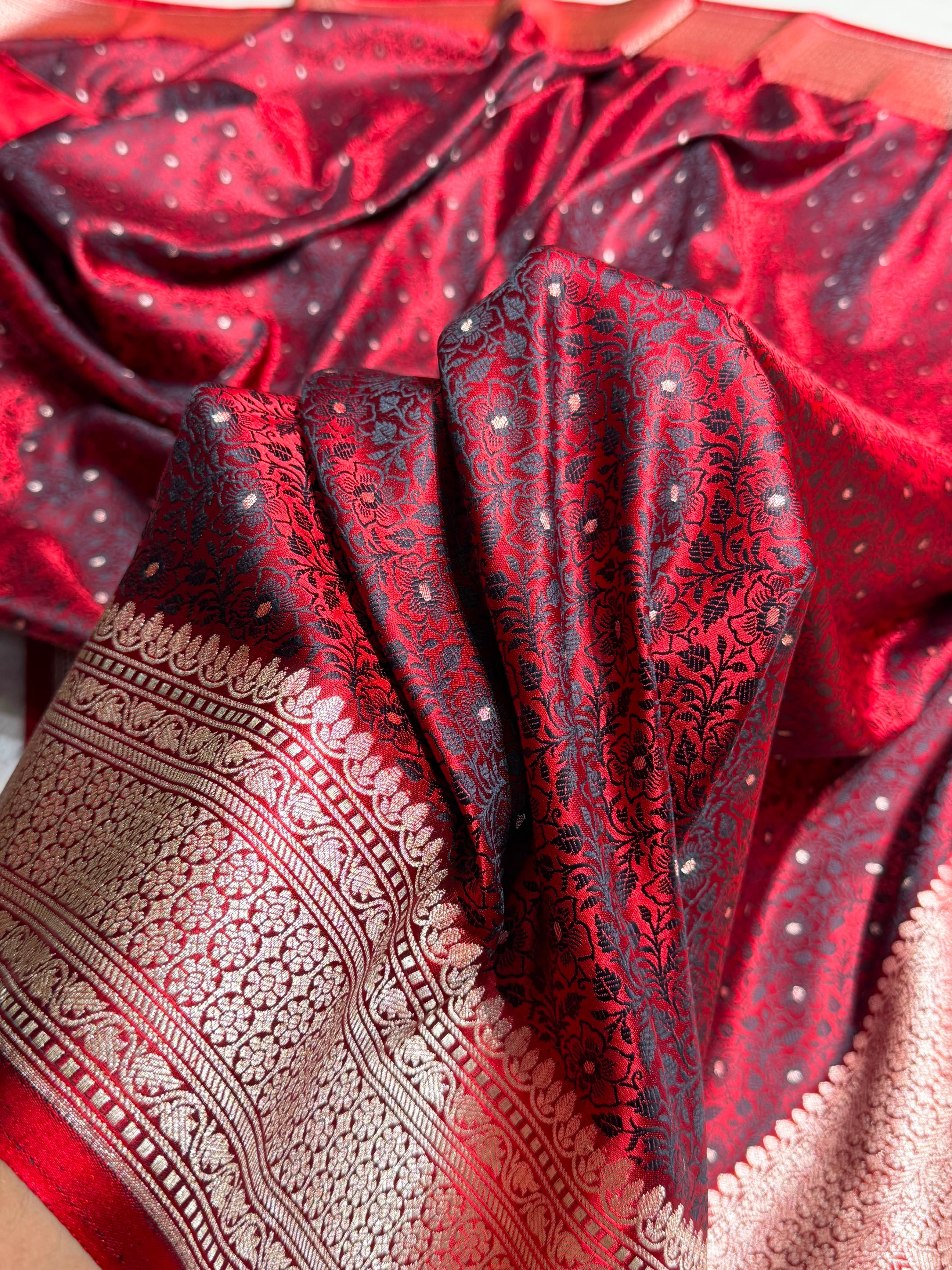 Maroon Shades Tanchoi Motif Mashru Silk Saree MST-16
