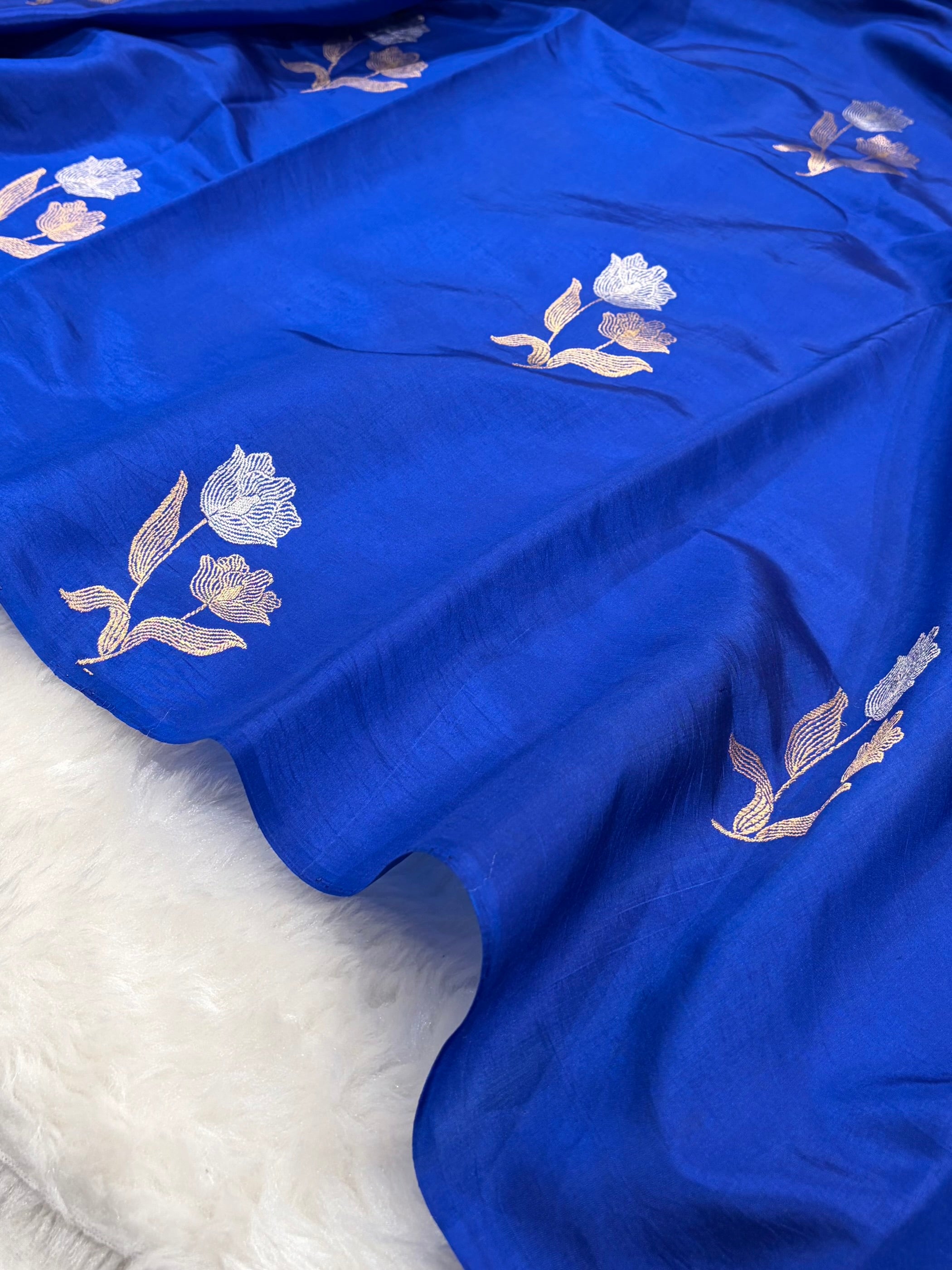 Royal Blue Shades Meena Boota Handwoven Paper Silk RM-35