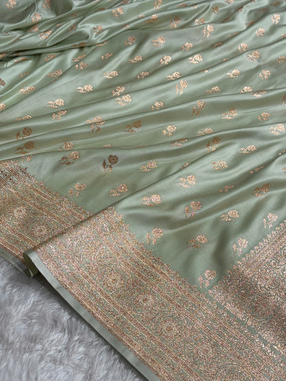Light Lista Banarasi Boota Katan Silk Saree