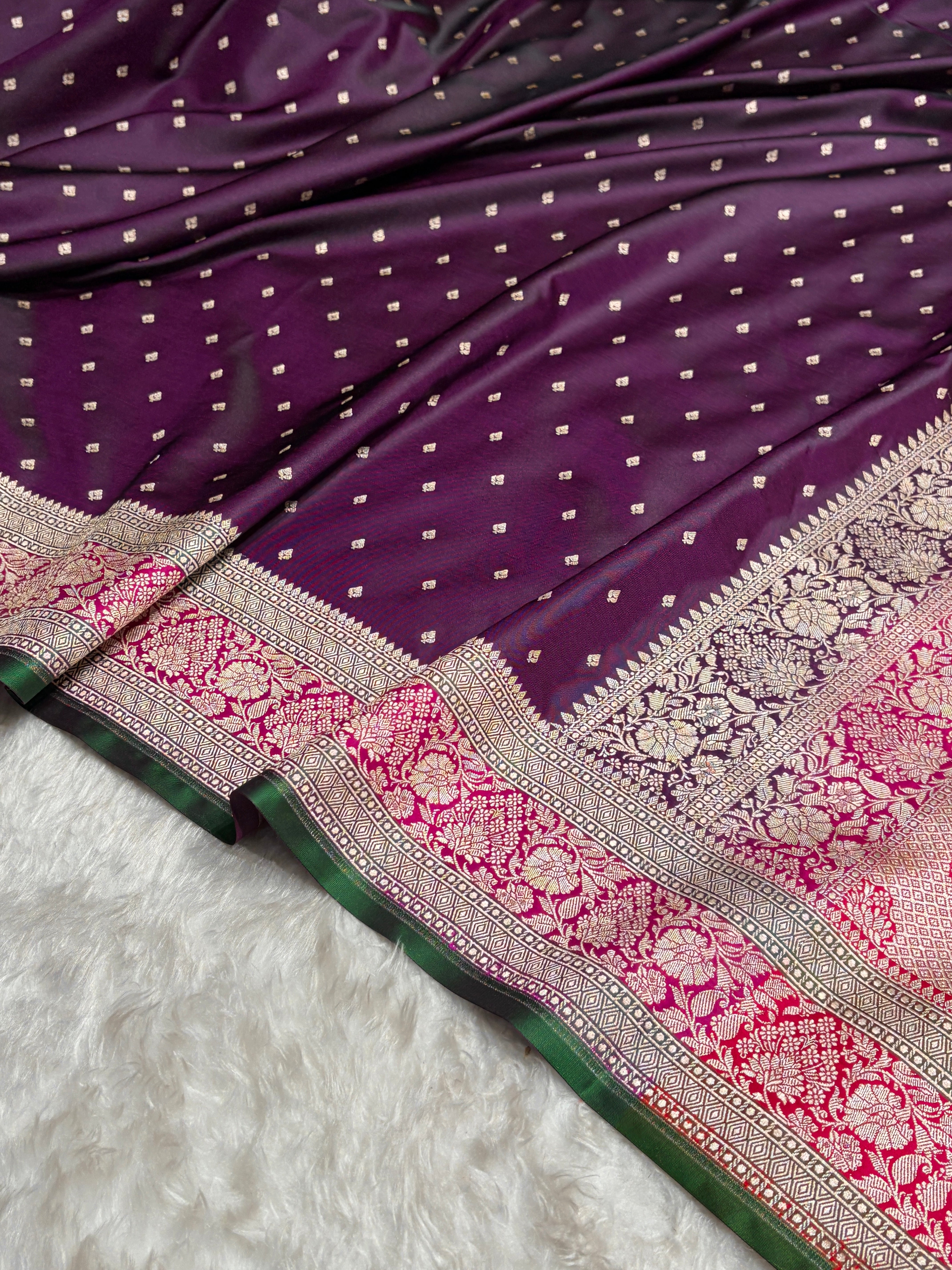 Contrast Wine With Rani Floral Border Mashru Silk Saree MSM-99