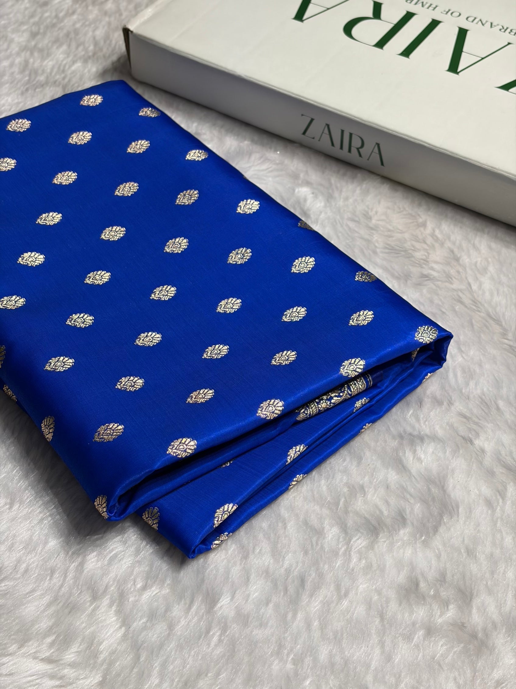 Royal Blue Shades Banarasi Satin Silk Saree SS36