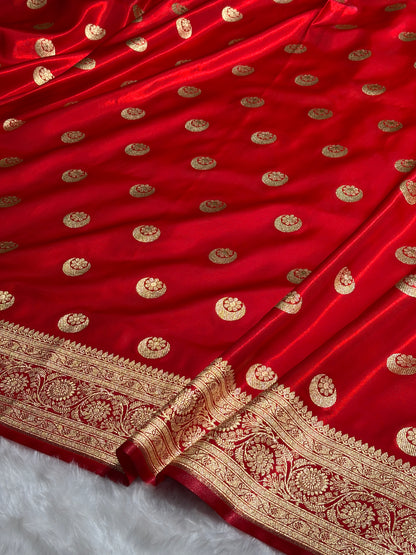 Red Chand Tara Satin Silk Saree SS04