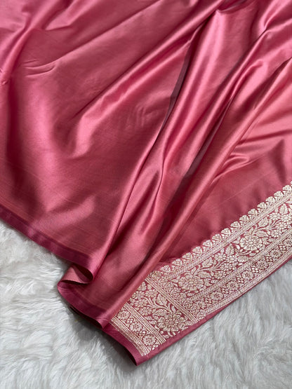 Mauve Shades Banarasi With Floral Border Mashru Silk Saree MSM-127
