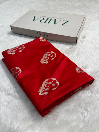 Red Unique Boota Motif Mashru Silk Saree MCS12