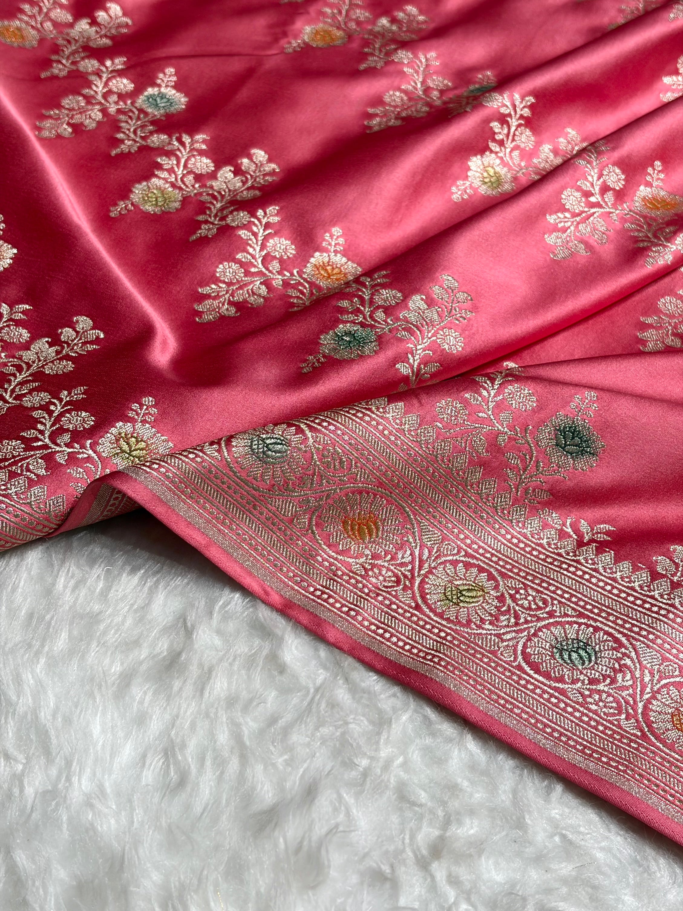 Baby Pink Minakari Banarasi Cross Mashru Silk Saree MS01
