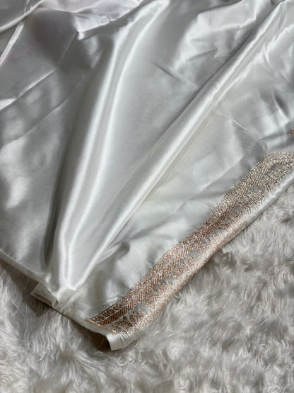 Skirt Border White Minakari Mashru Silk Saree WMS13
