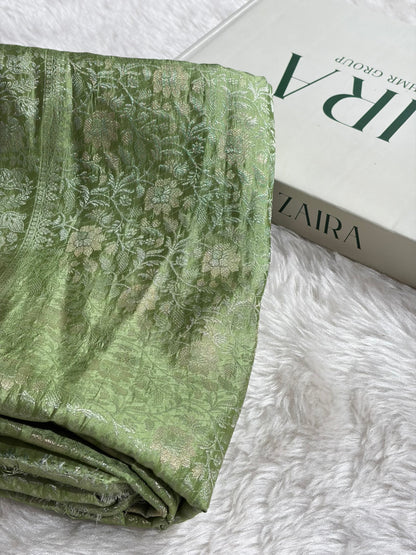 Light Green Shade Flower Boota Pure Caramel Mango Silk Saree CS-17