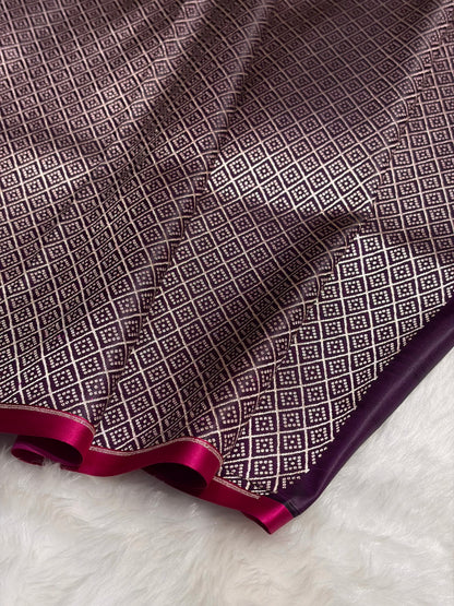 Wine Shades Floral Border Mashru Silk Saree MSM-62