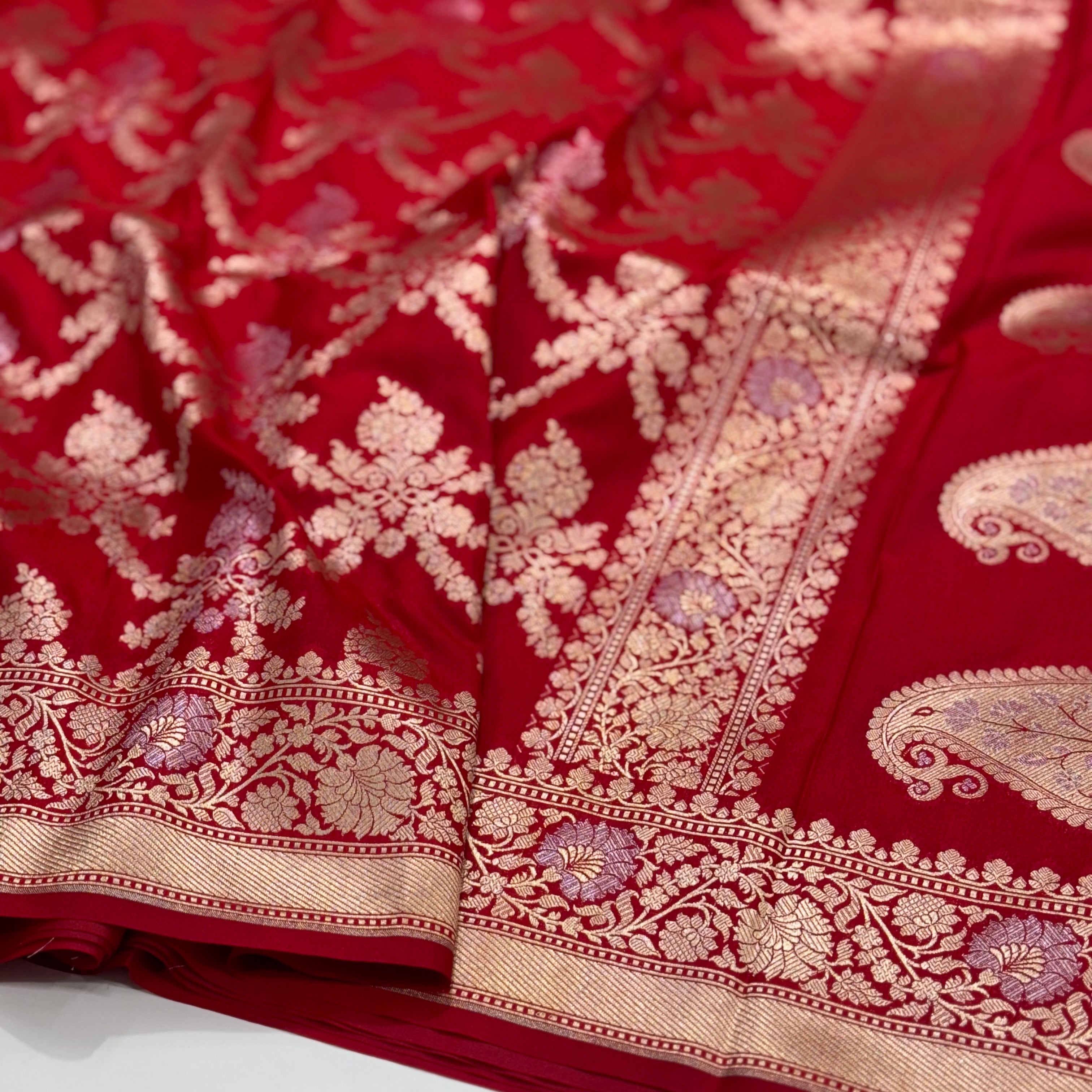 Red Sona Rupa Blended Banarasi Katan Silk