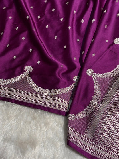 Wine Shades Scallop Mashru Silk Saree MS60