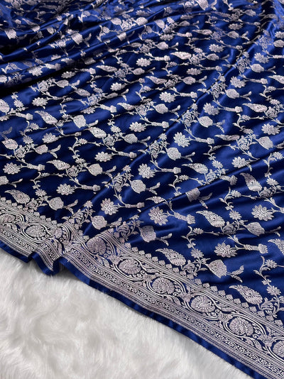 Royal Blue Shades Jaal Mashru Silk Saree MCS42