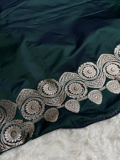 Cross Green Shades Banarasi Boota Pattern Floral Mashru Silk Saree MSM-110