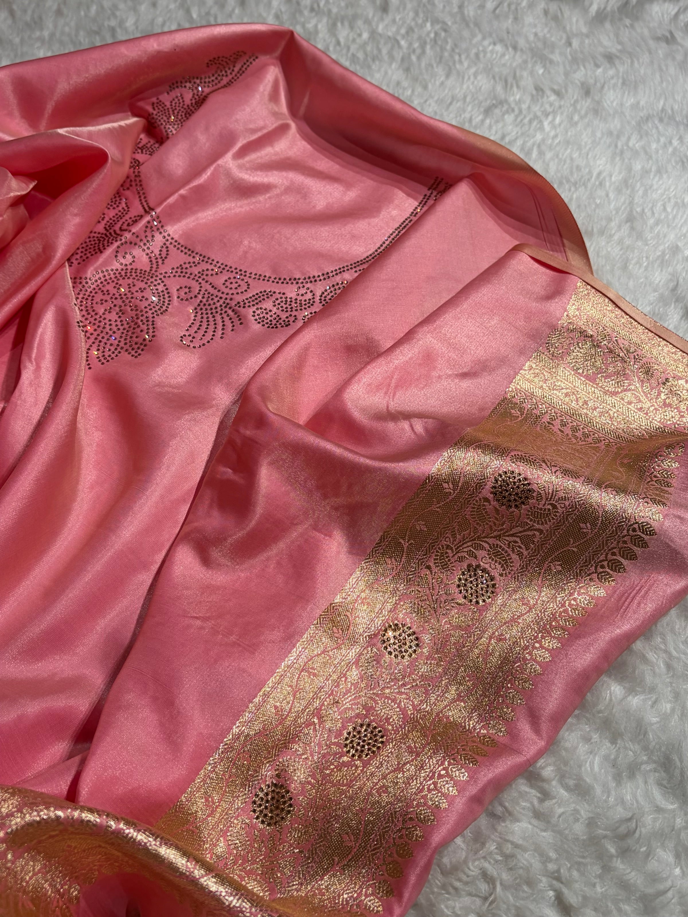 Bridal Baby Pink Cross Satin Silk with Ari and Stone work BSS11