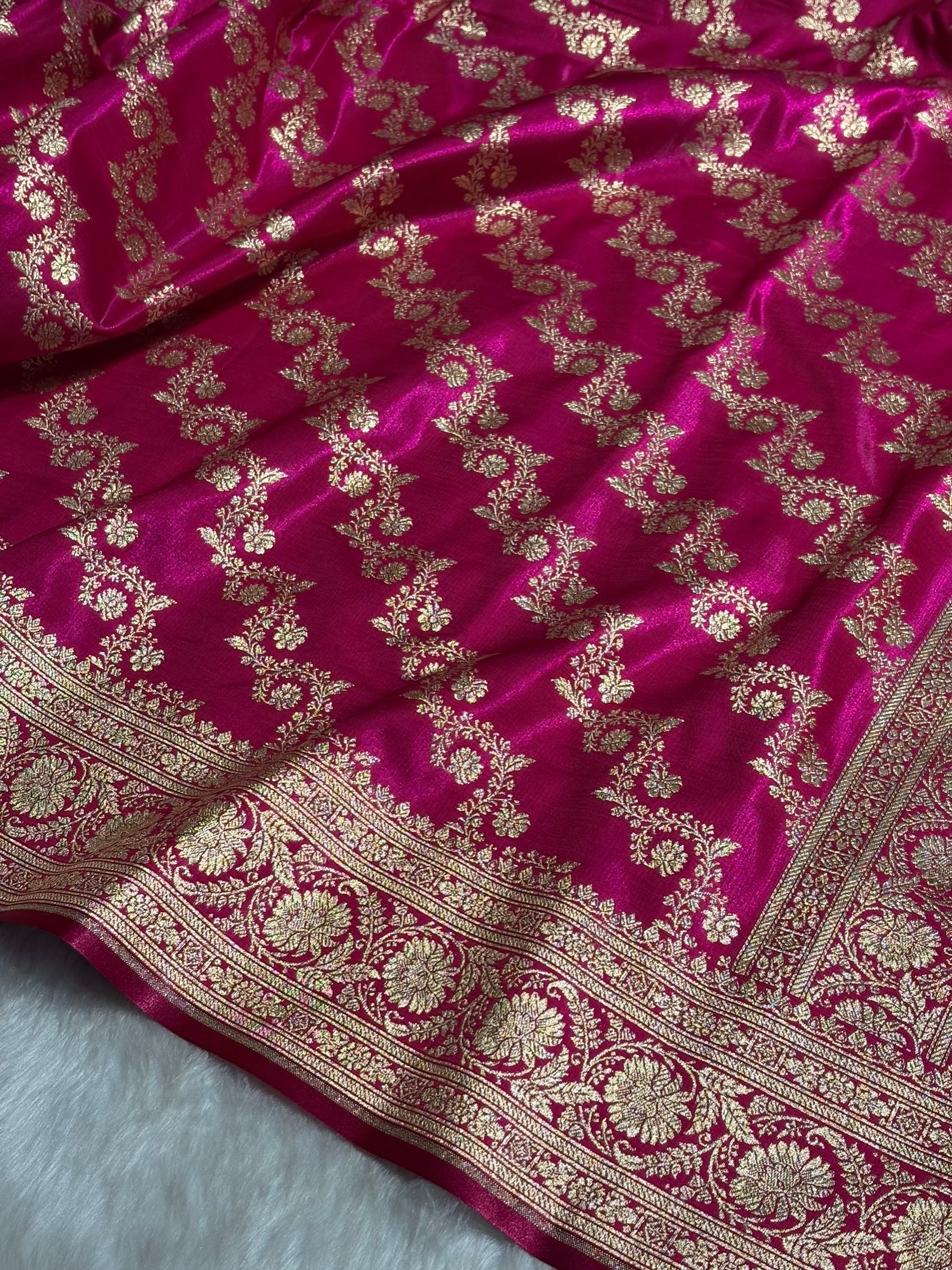 Pink Shades Banarasi Satin Silk Saree SS32