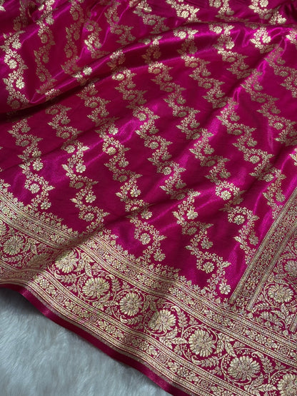 Pink Shades Banarasi Satin Silk Saree SS32