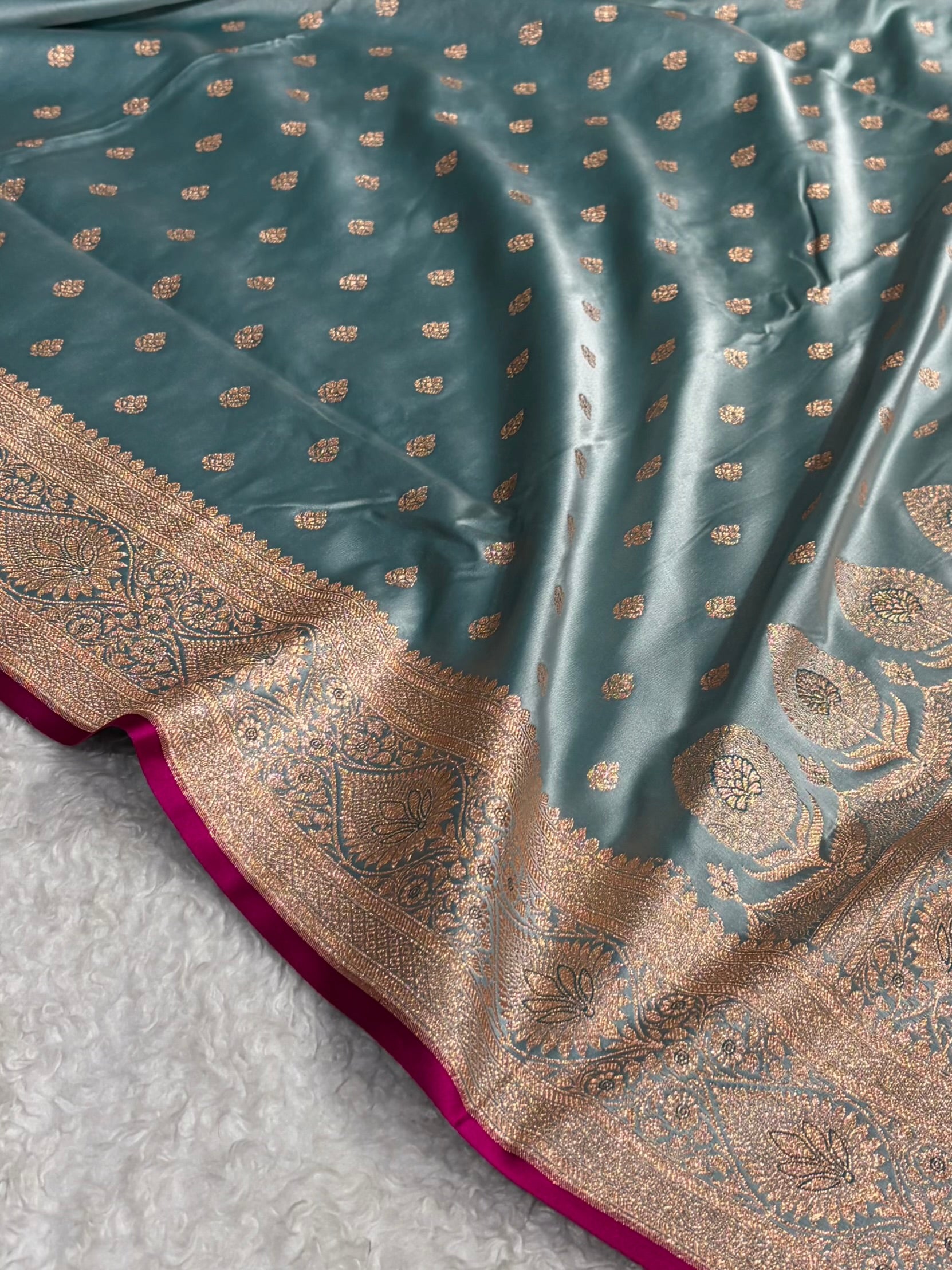 Banarasi Turquoise Shades booti Katan Silk saree SK10