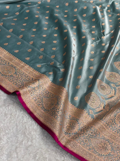 Banarasi Turquoise Shades booti Katan Silk saree SK10