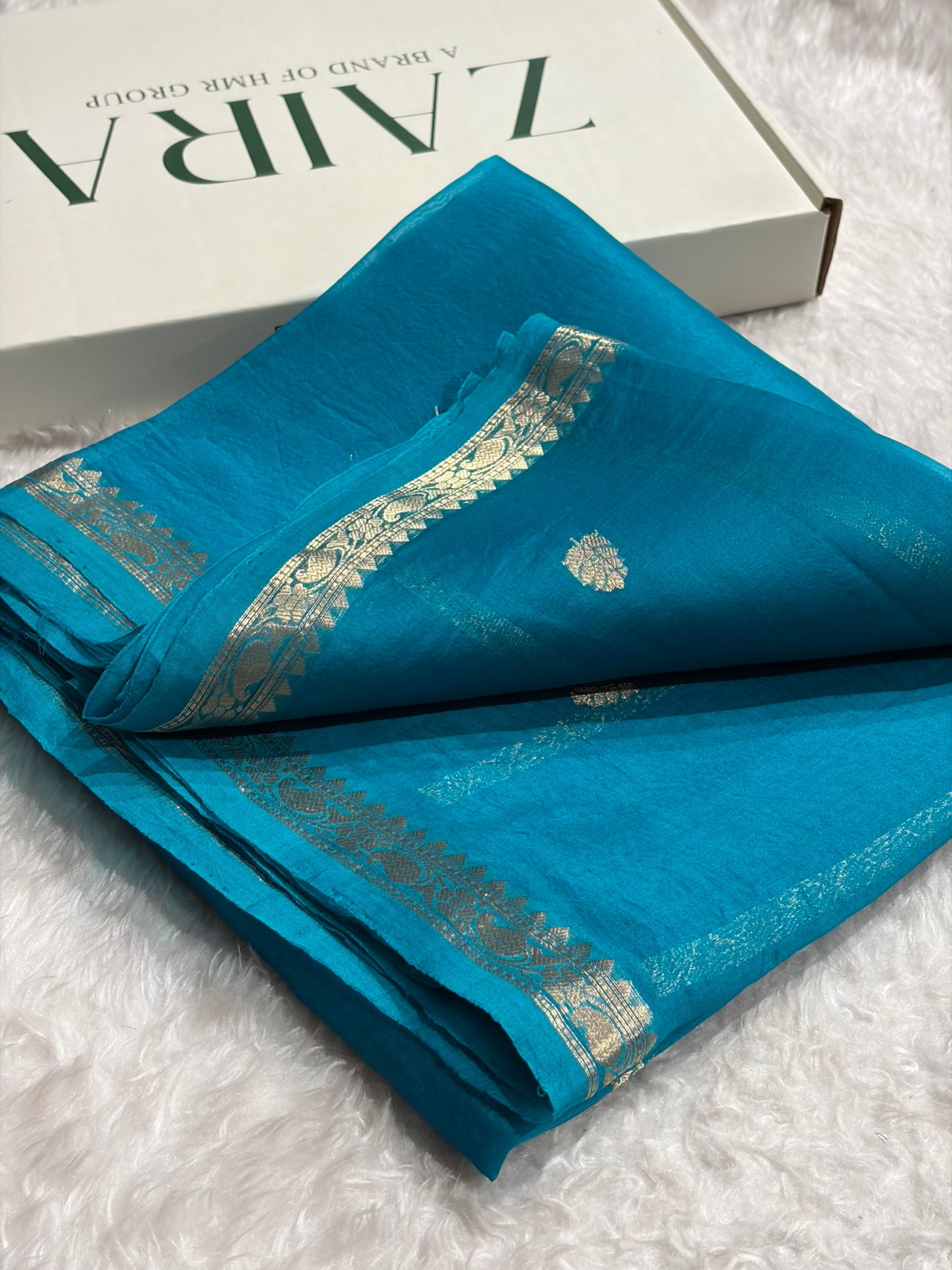 Banarasi Pure Organza Firozi Shades Banarasi Silk Saree PO-35