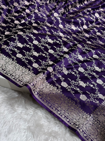Banarasi Purple Shades Floral Mashru Silk Saree MCS92