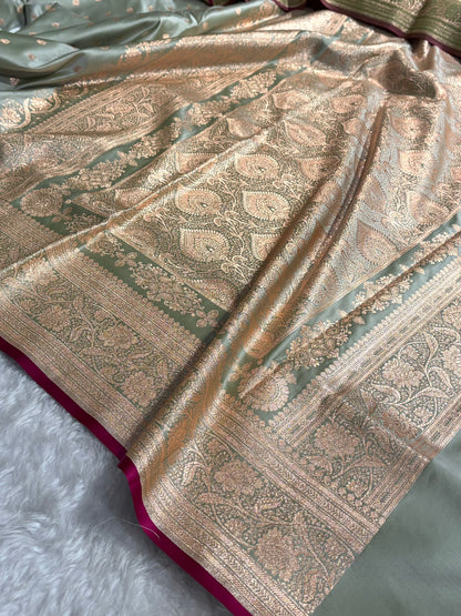 Katan Silk Saree In Pista Shades SK08