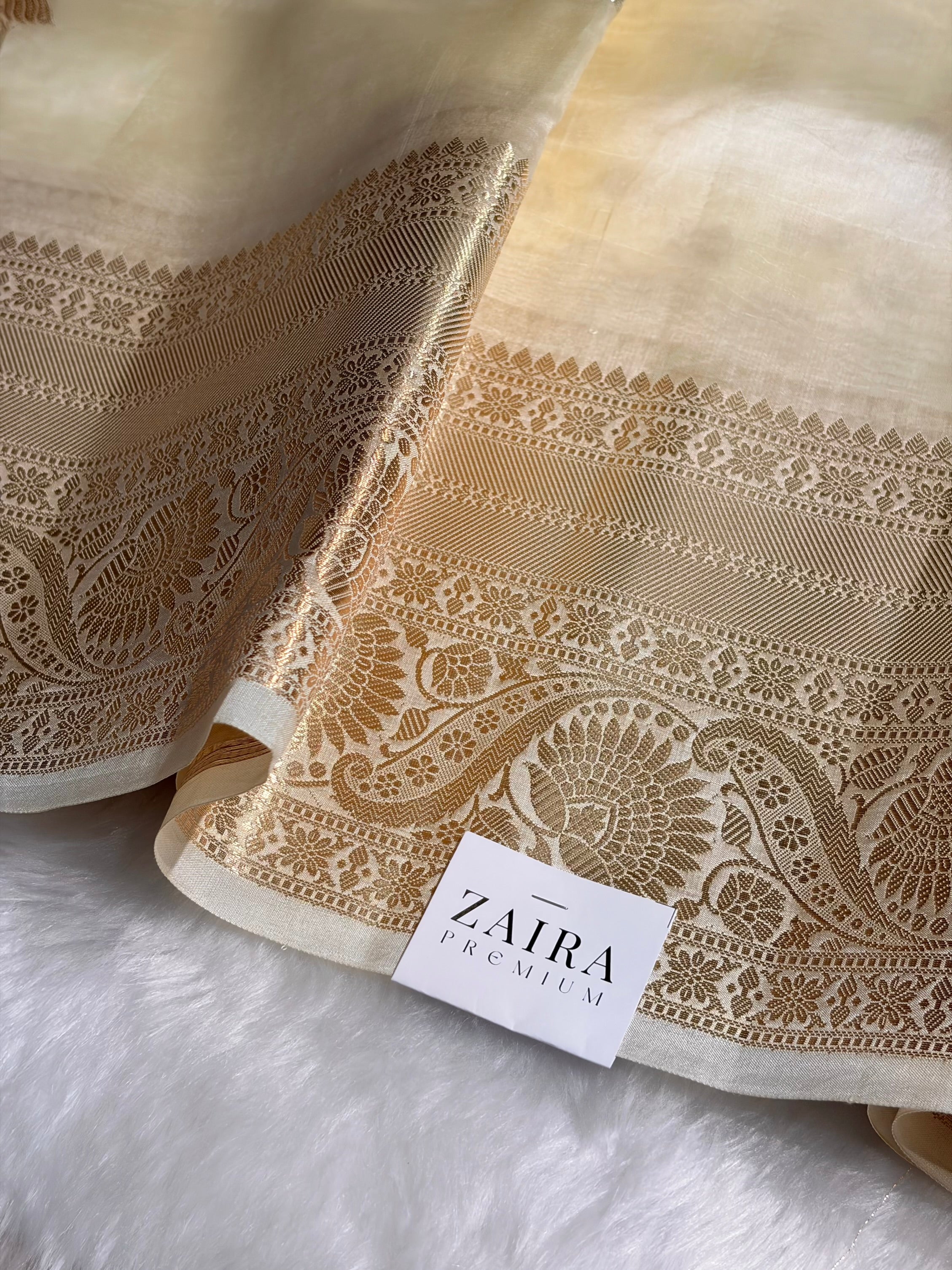 Cream Shades Pure Raw Mango Silk Saree RM-02
