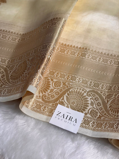 Cream Shades Pure Raw Mango Silk Saree RM-02