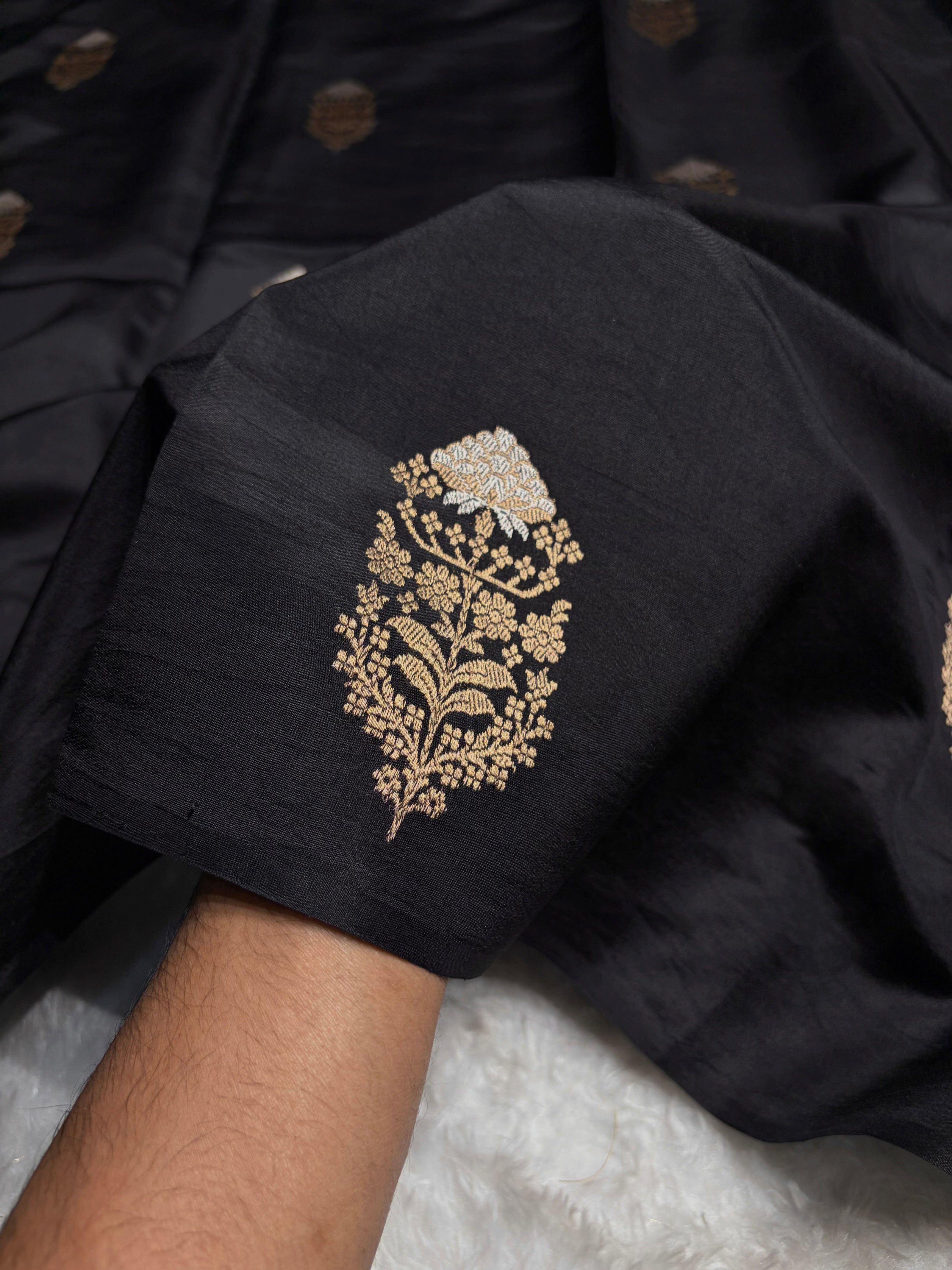 Black Shades Handwoven Pure Raw Mango Silk RM-51