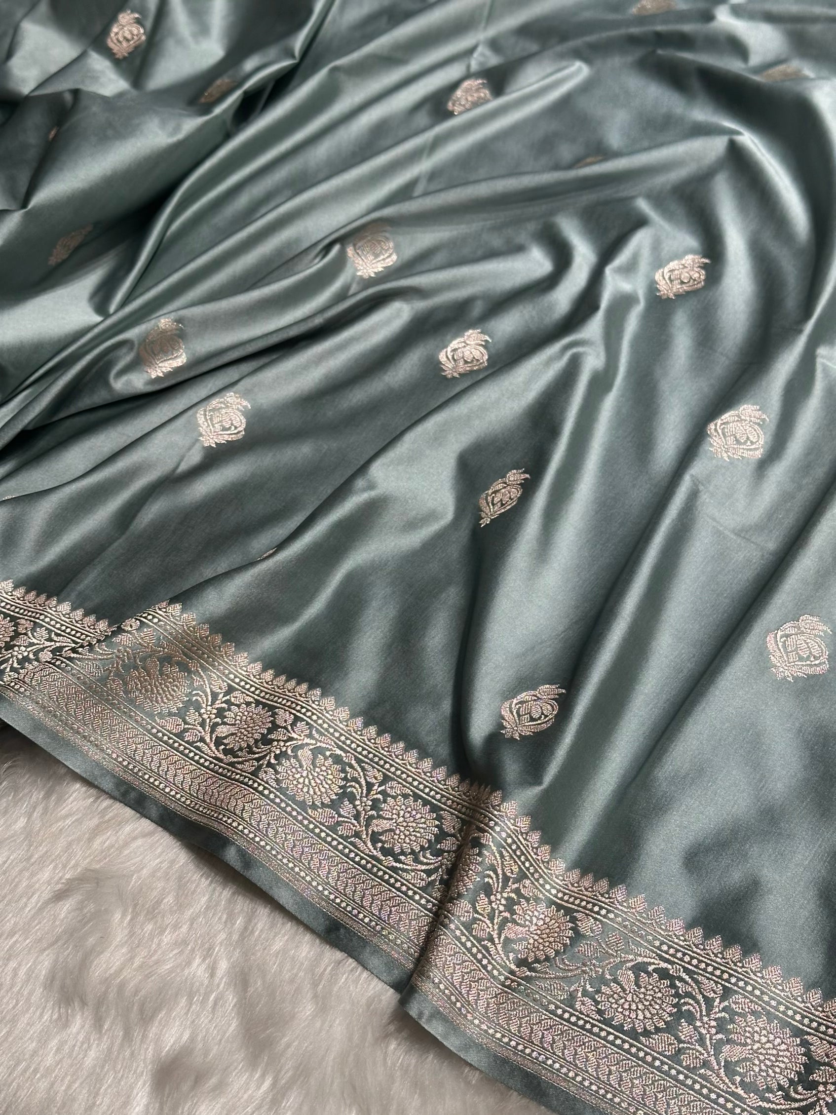 Turquoise Boota Mashru Silk Saree MS25