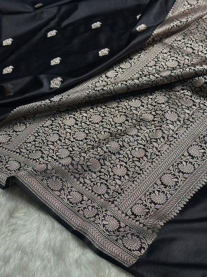 Black Boota Mashru Silk Saree MS25